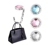 OAAO 3 Pcs Table Handbag Holder, Metal Bag Hook, Anti-Strangle Handbag Holder, Portable, Foldable Table Handbag Holder Hook, Multifunctional Women's Table Bag Holder (White, Pink, Blue)