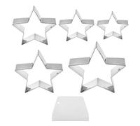 OAAO 5 PCS Star Cookie Cutters with 1 Baking Scraper, Star Cookie Cutter, Stainless Steel Star Cutter, DIY Baking Mold Set, Suit for Making Cookies, Fondant, Cakes