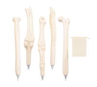 OAAO 5-Piece Bone Ballpoint Pen Set, 1 Black Storage Bag, Novel Bone Design, Black Ink, Suitable for Offices, Hospitals