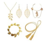 OAAO 5-Piece Goddess Accessories: Greek Goddess Costume Set Including Headband, Earrings, Tassel Belt, Armbands, Necklace - Women's Wedding Party Set