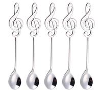OAAO 5-Piece Musical Note Coffee Spoons, Stainless Steel Dessert Spoon Set, Modern Design, Suitable for Restaurant Cafe Tableware