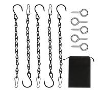 OAAO 5 Pieces of Black Steel Chains with 5 Pieces of Screw Hooks, 1 Piece of Black Non-Woven Bag, Hanging Bird Feeder with S Hook and Carabiner, Metal Chain Hook, Flower Pot Chain