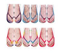 OAAO 6 Pairs Of Flip-Flop Socks, Funny 3d Pattern Flip-Flop Socks, Fashionable And Fun Socks For Men And Women, Fashionable Socks With Nail Art Prints