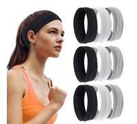 OAAO 9-Piece Sports Headbands for Men and Women, Elastic, Polyester, Black, White, Gray, One Size, Hiking, Running, Yoga, Fitness, Daily Life