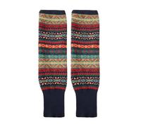 OAAO Women's Leg Warmers, Wool Knitted, Ethnic Striped, Fashion Accessories, Warm Boot Socks, Suitable For Winter Outdoor Sports, Navy Blue, One Size