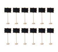 OAAO Wooden Message Board with Base, 12 Piece Lace Rectangular Message Board for Restaurant Table Reservations and Price Tags, Suitable for Home, Office or Restaurant, Wooden Base Message Board