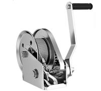 OABIWEGH 1200LBS Stainless Steel Hand Crank Winch, Manual Two-Ways Ratchet Winch Heavy Duty Boat Trailer Winch W/16.4/33/66/99ft Steel Cable, For Towing And Lifting(Size:No Steel Cable)