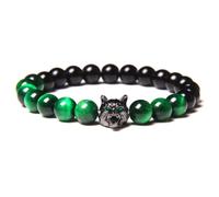 OADAA Save A Wolf Bracelet, Wolf Head Lava Rock Bracelet, Healing Crystal Stress Relief Anti Anxiety Energy Stone Beaded Bracelet, Healing Lava Bracelet for Men (Grenn B)
