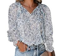 OADOBKICE Ladies Blouse Women Shirts Casual Shirts V Neck Shirts Top Cool Shirts Women Oversized Shirt Women Big Shirts for Women Loose Blouses for Women Shirts Women Black Quick Dry Blue White XL