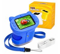 OAEBLLE Kids Microscope, 1000X Handheld Digital Pocket Microscope with 2.4" IPS Screen & 8 LEDs, Rechargeable STEM Educational Science Toy for Outdoor Exploration, Gift for Boys Girls Age 4-12, Blue