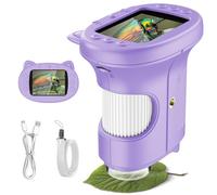 OAEBLLE Kids Microscope, 1000X Portable Digital Microscope with 2.4″ IPS Screen & 8 LEDs, USB Rechargeable, STEM Educational Science Kit Toys, Best Christmas Birthday Gifts for 4-12 Year Old Boy Girl