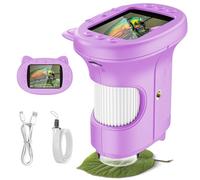 OAEBLLE Kids Microscope, 1000X Portable Digital Microscope with 2.4″ IPS Screen & 8 LEDs, USB Rechargeable, STEM Educational Science Kit Toys, Best Christmas Birthday Gifts for 4-12 Year Old Boy Girl