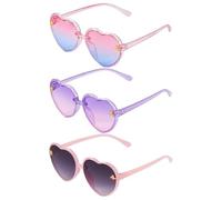 OAEUQ Three Piece Kids Heart Shaped Sunglasses Cute Bee UV Protected Polarised Kids Sunglasses For Toddler Girls 3-10 Years Birthday Beach Pool Party Favour Glasses (C)
