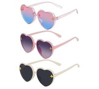 OAEUQ Three Piece Kids Heart Shaped Sunglasses Cute Bee UV Protected Polarised Kids Sunglasses For Toddler Girls 3-10 Years Birthday Beach Pool Party Favour Glasses (A)