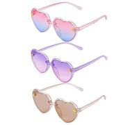 OAEUQ Three Piece Kids Heart Shaped Sunglasses Cute Bee UV Protected Polarised Kids Sunglasses For Toddler Girls 3-10 Years Birthday Beach Pool Party Favour Glasses (D)
