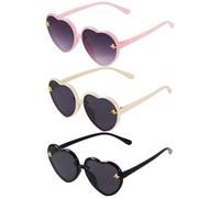 OAEUQ Three Piece Kids Heart Shaped Sunglasses Cute Bee UV Protected Polarised Kids Sunglasses For Toddler Girls 3-10 Years Birthday Beach Pool Party Favour Glasses (B)