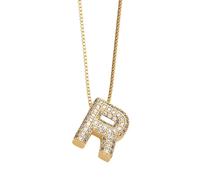 OAFVRKSLR 26 English Letter Necklace Zircon Gold Plated Clavicle Chain Jewelry Necklace Women Jewelry Birthday Gift, Crystal, chalcedony