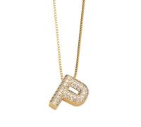 OAFVRKSLR 26 English Letter Necklace Zircon Gold Plated Clavicle Chain Jewelry Necklace Women Jewelry Birthday Gift, Crystal, chalcedony