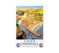 OAHFDF Looe, Cornwall British Railways Vintage Canvas Poster Wall Art Decor Print Picture Paintings for Living Room Bedroom Decoration 12x18inch(30x45cm)