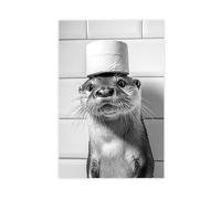 OAHFDF Otter with A Toilet Paper Roll on Head Canvas Poster Wall Art Decor Print Picture Paintings for Living Room Bedroom Decoration 12x18inch(30x45cm)