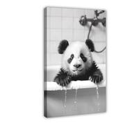 OAHFDF Panda Bear Taking A Bubble Bath Canvas Poster Wall Art Decor Print Picture Paintings for Living Room Bedroom Decoration 12x18inch(30x45cm)
