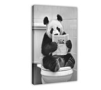 OAHFDF Panda on The Toilet Read Canvas Poster Wall Art Decor Print Picture Paintings for Living Room Bedroom Decoration 12x18inch(30x45cm)