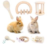 OAHIWLH 3 Pcs Rabbit Toys - Safe Wooden Bunny Toy - Bite-Resistant Guinea Pig Toys - Prefect for Hamsters Chinchillas Small Animals Playing Teeth Grinding Indoor Outdoor