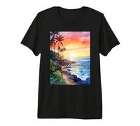 Oahu Hawaii Beach Sunset Hawaiian Theme Premium T-Shirt
