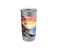 Oahu Hawaii Beach Sunset Hawaiian Theme Stainless Steel Insulated Tumbler