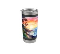 Oahu Hawaii Beach Sunset Hawaiian Theme Stainless Steel Insulated Tumbler