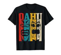 Oahu Hawaii Vintage Aloha Tiki Surfer Gift Souvenir Value Graphic T-Shirt, Men, Black, M