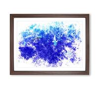 Oahu Sharks Watercolour Modern Framed Print | A3 Walnut Framed Wall Art | Ready to Hang | Modern Animal Picture | Living Room Bedroom Lounge Office