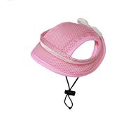 OAIEU Breathable Adjustable Mesh Brimmed Pet Dog Hat Ourdoor Sun Protection Princess Pet Cap for Small Cats Dogs(Pink-M)