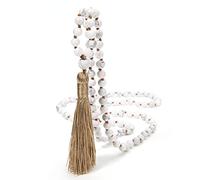 OAIITE 6MM Mala Beads Necklace Natural Amazonite Stone Meditation Statement Necklace Japa Yoga Rosary Prayer Charm Beaded Tassel Necklace, 50 cm, Stone, Agate