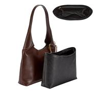 OAikor Brooklyn 28 Purse Organizer Insert, Lightweight Tote Insert for Coach Brooklyn Shoulder Bag, Handbag Inner Linner Divider Shaper with Elastic Cup Holder & Smooth Zipper, Balck