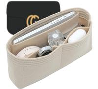 OAikor Felt Fabric Purse Shaper with pockets Handbag Tote Organizer Insert Bag,Fit GG Marmont small Matelasse Shoulder Bag Beige (Small, Conventional)-9 x 2 x 4.3inch