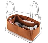 OAikor Purse Organizer Insert for Hermes Lindy, Lightweight Storage Divider for Luxury Handbag with 5 Pockets, Premium Felt Large Capacity Bag Shaper(Lindy 26/ Golden Brown)