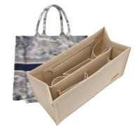 OAikor Tote Bag Organizer Insert Compatible with Dior Book Tote and onthego Bag Large,Premium Felt Lightweight Purse Organizer Insert for Handbags,Bags Shaper Purse Accessories with Zipper,GM,Beige