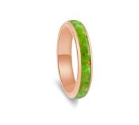 Oaineyia Red Garnet Turquoise Malachite Blue Apatite Peridot Sandstone Natural Crystals Tungsten Carbide Ring, Rose Gold Plated 4mm Wedding Band for Woman, Anniversary Birthday Christmas Gift, Epoxy