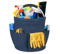 Oaioya 17L Foldable Tool Bucket Bag, Oxford Fabric Organizer with Multi-Pocket & Handle, 28x28cm Waterproof Storage Caddy for Cleaning Supplies, Compact, Easy-Carry Design for Home & On-the-Go (Blue)