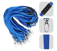 Oaioya 50 Pack Blue Lanyards for Badges, 45x1cm Cotton Rope Neck Straps with Quick Release and 360° Swivel Metal Hook for Keys ID Cards Name Tags Badge Holders