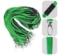 Oaioya 50 Pack Green Lanyards for Badges, 45x1cm Cotton Rope Neck Straps with Quick Release and 360° Swivel Metal Hook for Keys ID Cards Name Tags Badge Holders