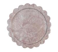 OAIQNUJ 11 inch Large Round Marble Tray with Scalloped Edge, Circular Decorative Tray for Coffee Table (Cream Rose)