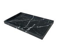 OAIQNUJ Natural Black Marble Vanity Tray, 9.8"x5.9" Genuine Marble Stone Tray for Bathroom/Kitchen/Dresser