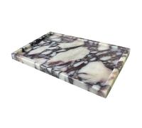 OAIQNUJ Natural Marble Vanity Tray, 9.8"x5.9" Genuine Calacatta Viola Marble Tray for Bathroom/Kitchen/Dresser