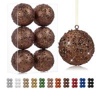 Oairse 10cm Large Christmas Bauble Ornaments 6 Pcs Shatterproof Big Bronze Bauble for Xmas Tree Glitter Christmas Tree Ornaments for Halloween Holiday Wedding Party Decoration