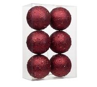 Oairse 10cm Large Christmas Bauble Ornaments 6 Pcs Shatterproof Big Burgundy Bauble for Xmas Tree Glitter Christmas Tree Ornaments for Halloween Holiday Wedding Party Decoration