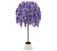 Oairse 120 cm Artificial Plant, Large Wisteria Wisteria Artificial Plant Artificial Tree with Flowers, Indoor Plant, Artificial Decorative Plant for Indoor and Outdoor Use, Bedroom, Office, Garden