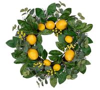 Oairse 18 inch/46cm Spring Wreaths for Front Door, Spring Door wreath with Lemon, Berries Small Summer Wreath for Indoor Outdoor Wall Window Wedding Easter All Year Farmhouse Lemon Décor