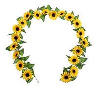 Oairse 2 Pack Artificial Sunflower Garland 6ft/183cm Silk Sunflower Vine with Leaves 10CM Yellow Fake Flowers Faux Garland Artificial Hanging Plants for Home Birthday Wedding Garden Party Decoration